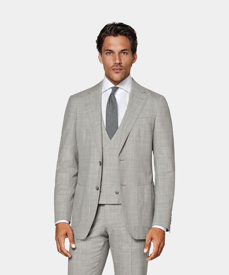 SUITSUPPLY Pure S120's Tropical Wool by Vitale Barberis Canonico, Italy Light Grey Waistcoat