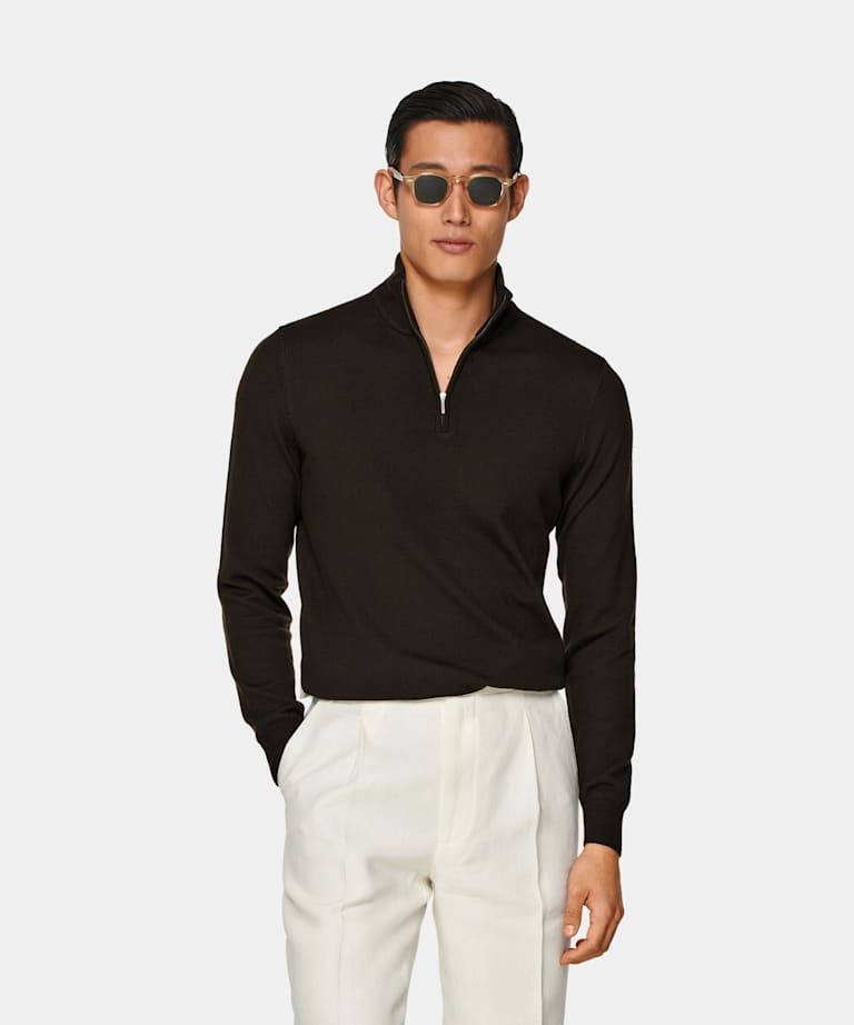 Brown long store sleeve polo