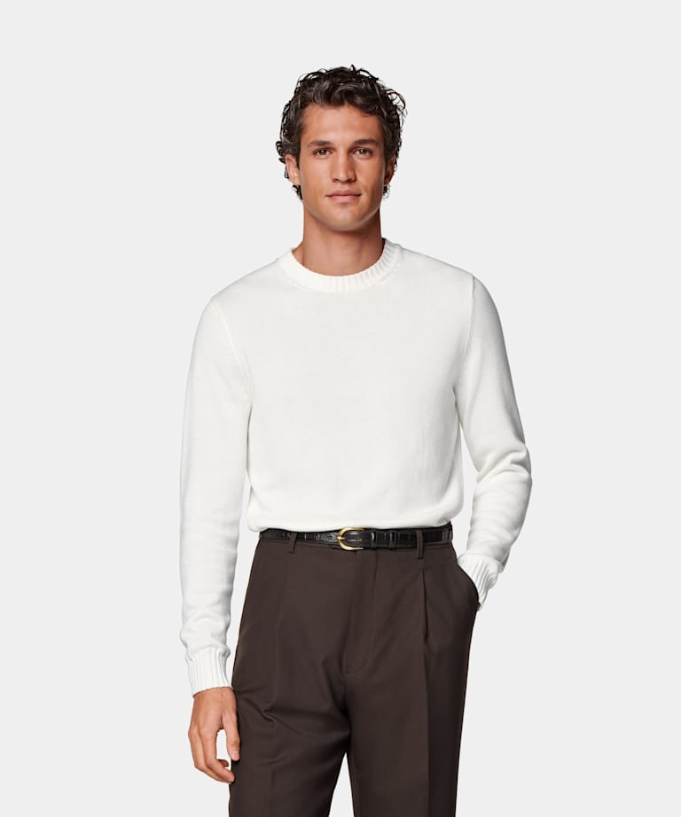 SUITSUPPLY Puro cotone Girocollo bianco