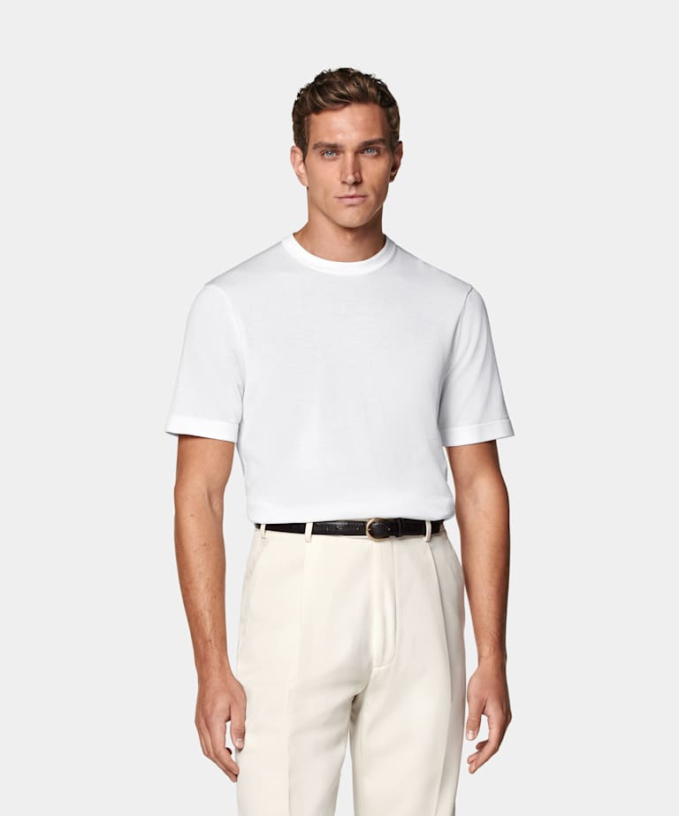 SUITSUPPLY Pure Cotton White Crewneck T-Shirt