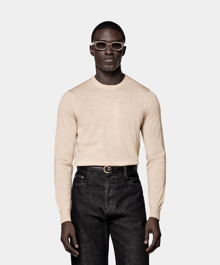 SUITSUPPLY Pure Wool Sand Merino Crewneck