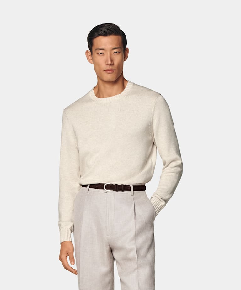 SUITSUPPLY Pure Californian Supima Cotton Sand Crewneck