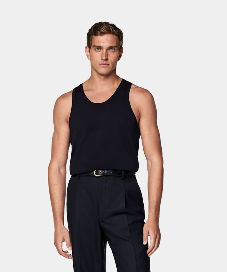 Navy Knitted Tank Top