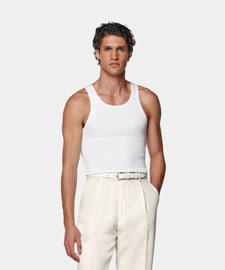 SUITSUPPLY Pure Cotton White Tank Top