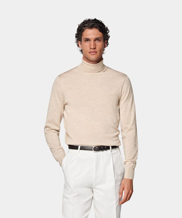 SUITSUPPLY Pure Wool Sand Merino Turtleneck