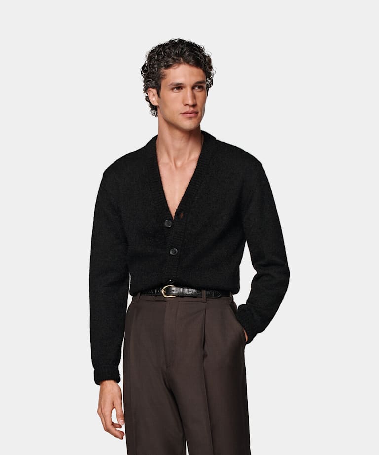 SUITSUPPLY Mohair y seda Cárdigan negro