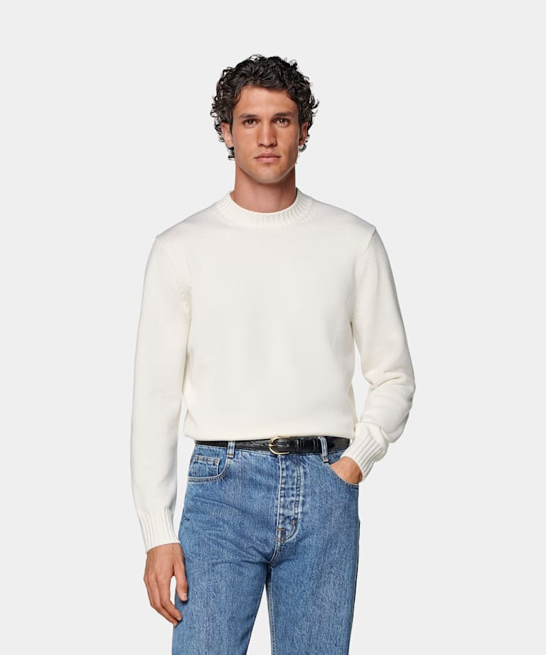 SUITSUPPLY Pure Wool Off-White Merino Crewneck