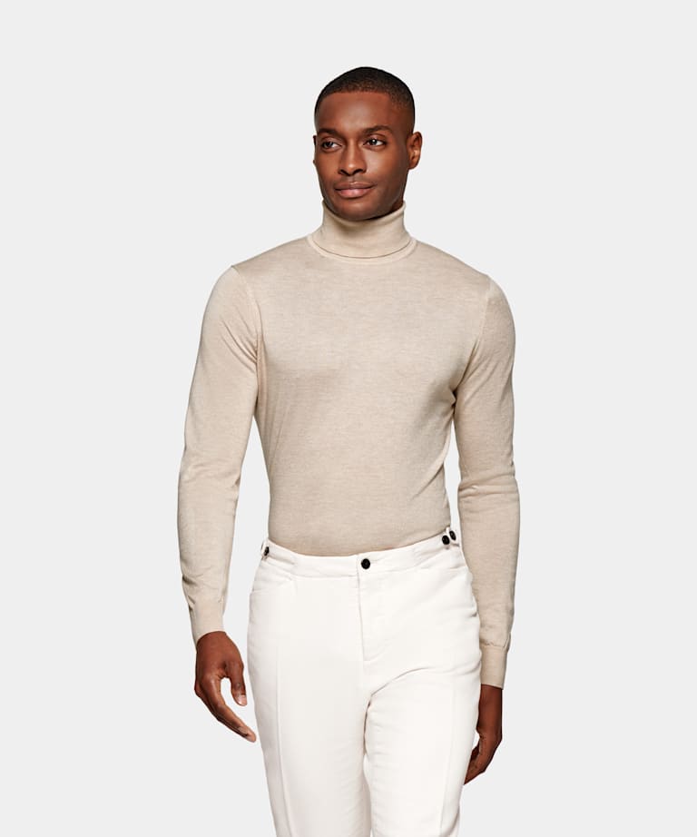 brown turtle neck men