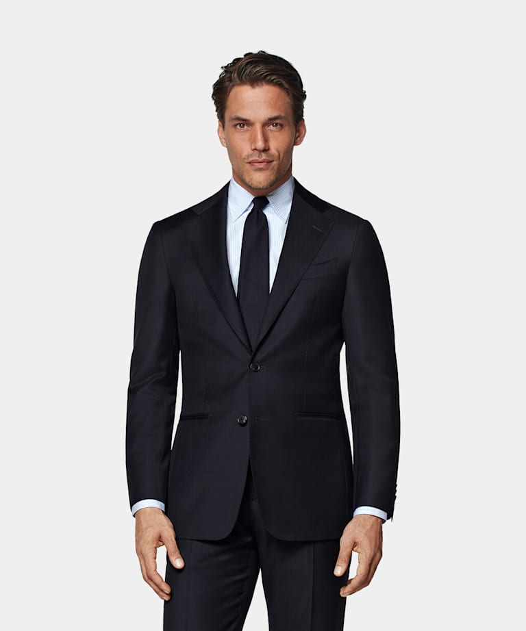 SUITSUPPLY Pure S130' Wool by Vitale Barberis Canonico, Italy Dark Blue Custom Made Suit