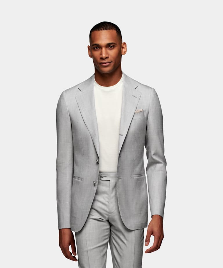 SUITSUPPLY Wool Silk Linen by Rogna, Italy Mid Grey Havana Suit