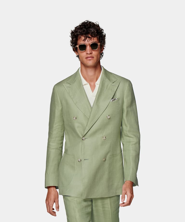 SUITSUPPLY Pure Linen by Leomaster, Italy Light Green Havana Suit