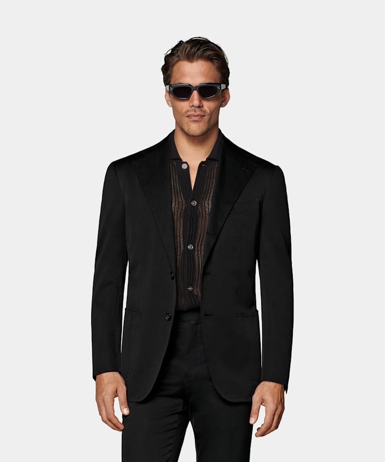 SUITSUPPLY Baumwolle Cashmere von Solbiati, Italien Roma Anzug schwarz