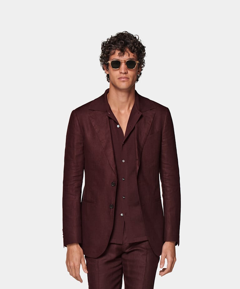 SUITSUPPLY Pure Linen by Baird McNutt, United Kingdom Burgundy Havana Suit