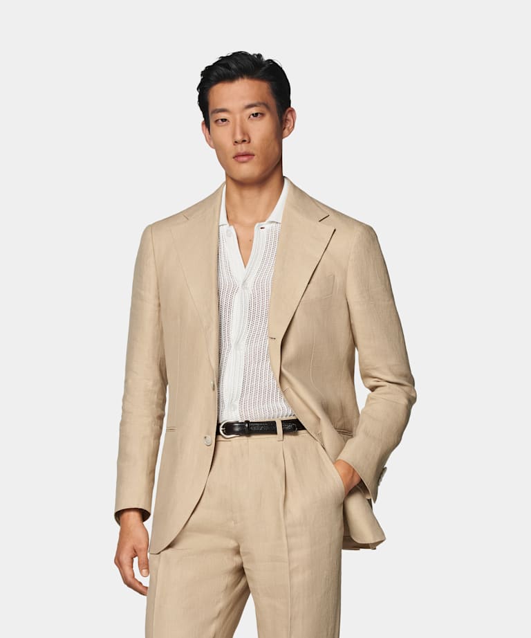 SUITSUPPLY Pur lin - Leomaster, Italie Costume Roma coupe Relaxed sable