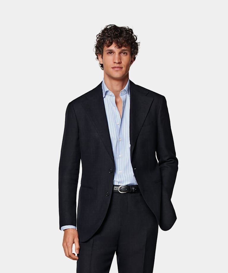 SUITSUPPLY Pure Linen by Rogna, Italy Navy Roma Suit