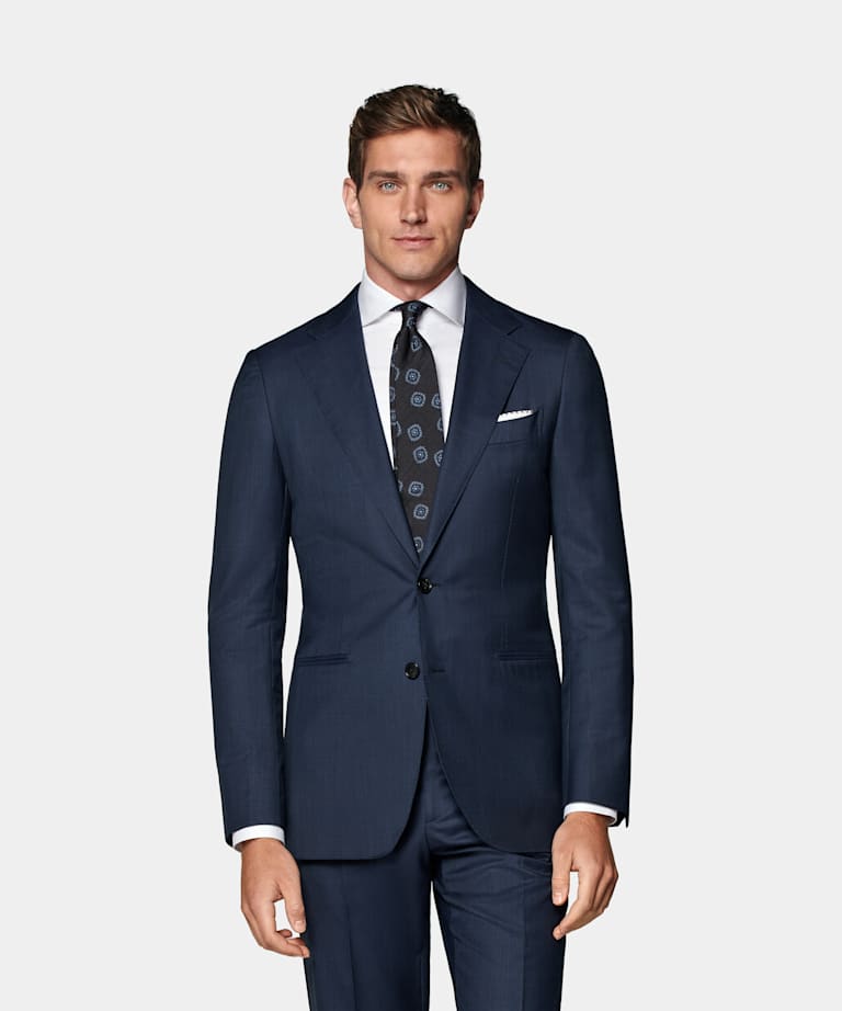 SUITSUPPLY Pure S150's Wool by Vitale Barberis Canonico, Italy Mid Blue Havana Suit