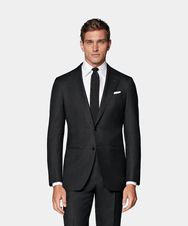 SUITSUPPLY Pure S150's Wool by Vitale Barberis Canonico, Italy Dark Grey Havana Suit