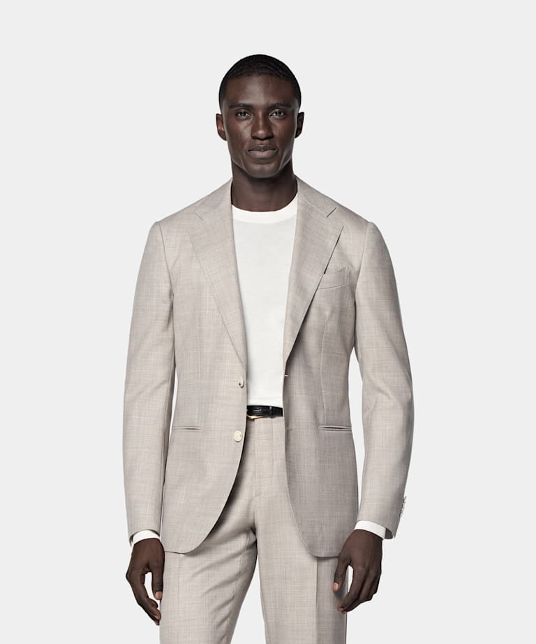 SUITSUPPLY All Season Czysta wełna tropikalna od Vitale Barberis Canonico, Włochy Garnitur Perennial Havana tailored fit jasnobrązowy