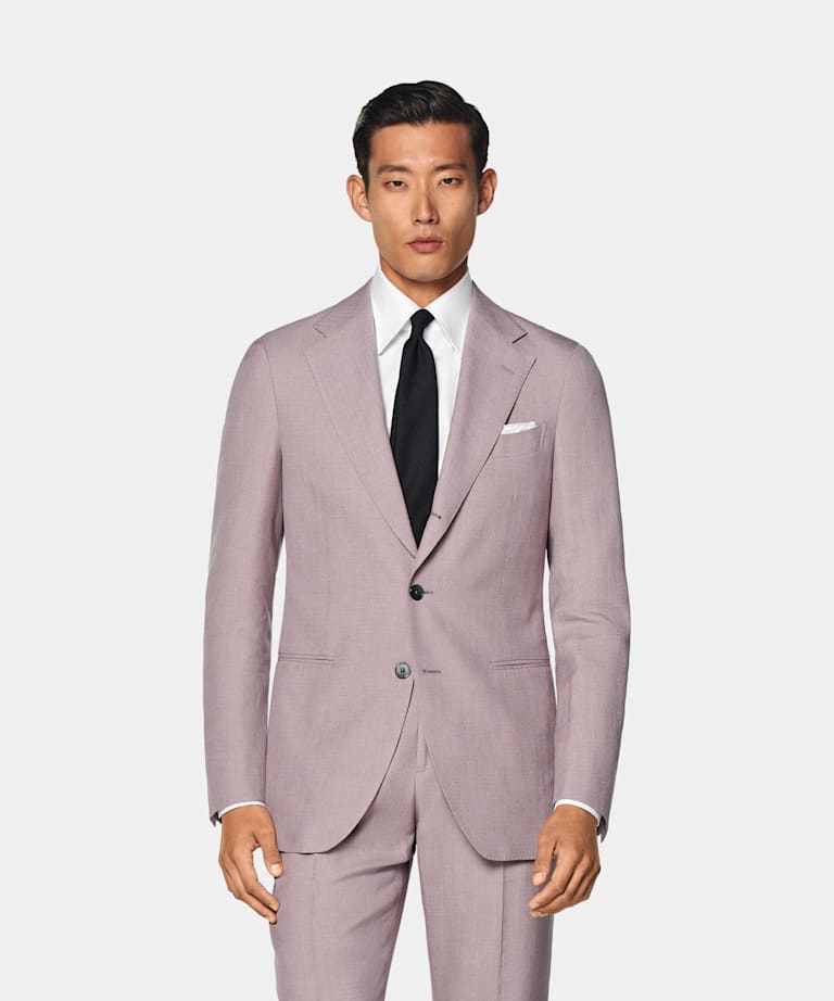 SUITSUPPLY Summer Wool Silk Linen by E.Thomas, Italy Purple Tailored Fit Havana Suit