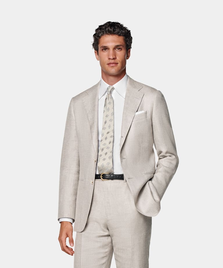 SUITSUPPLY Estate Seta, lino e lana - E.Thomas, Italia Abito Havana talpa chiaro tailored fit