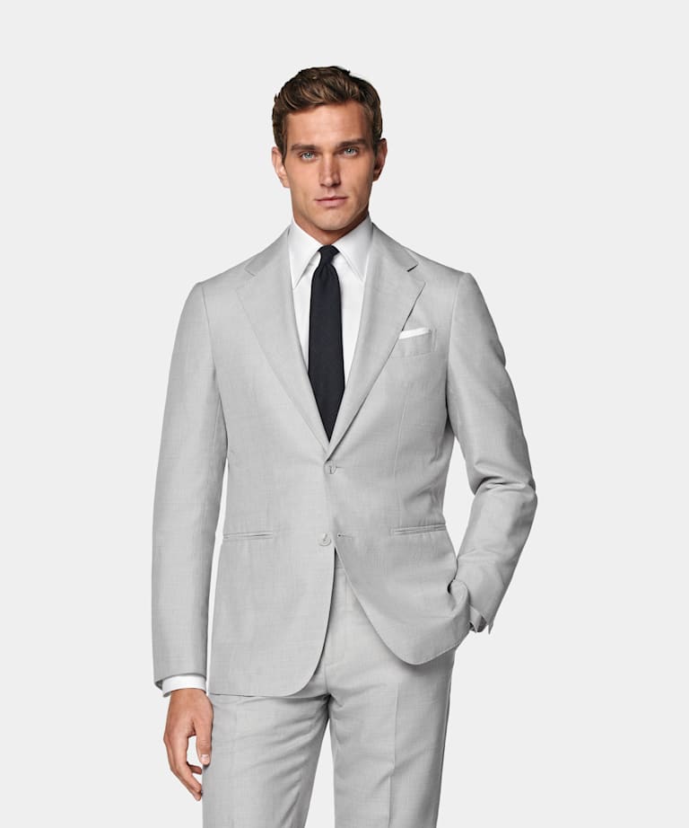 SUITSUPPLY Estate Lana, seta e lino - Rogna, Italia Abito Havana grigio chiaro tailored fit