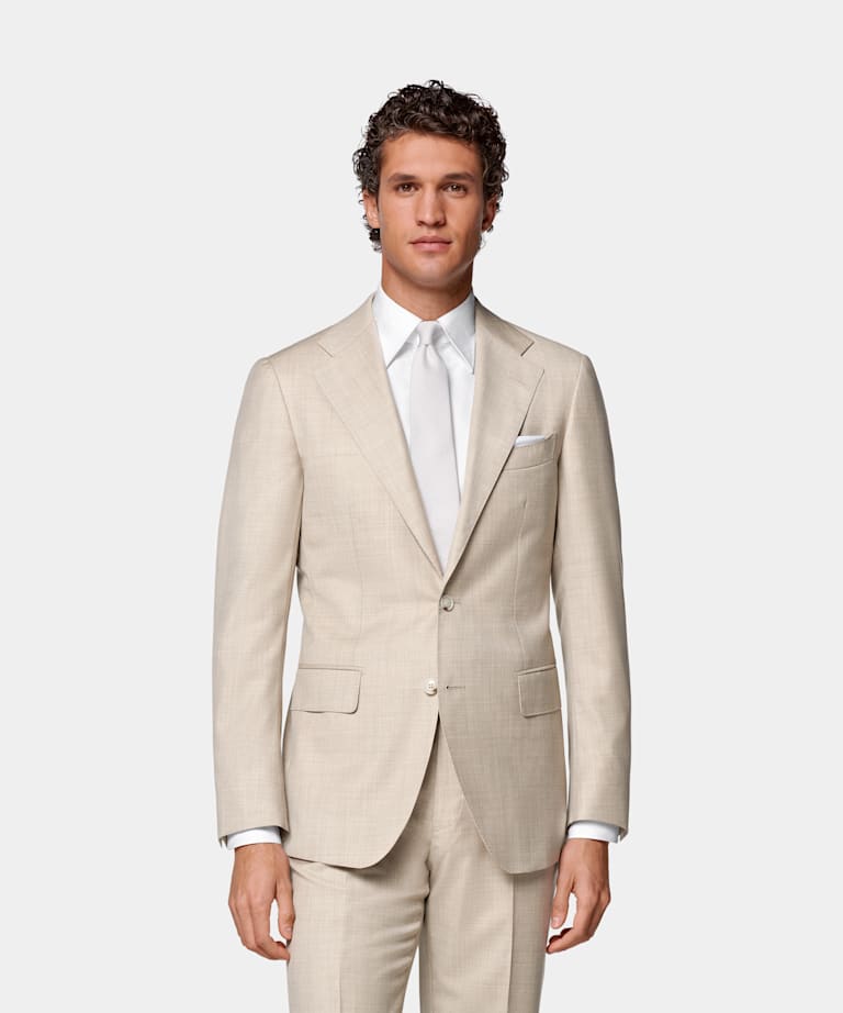 SUITSUPPLY All season Pure laine S130 par Delfino, Italie Costume Havana coupe Tailored sable