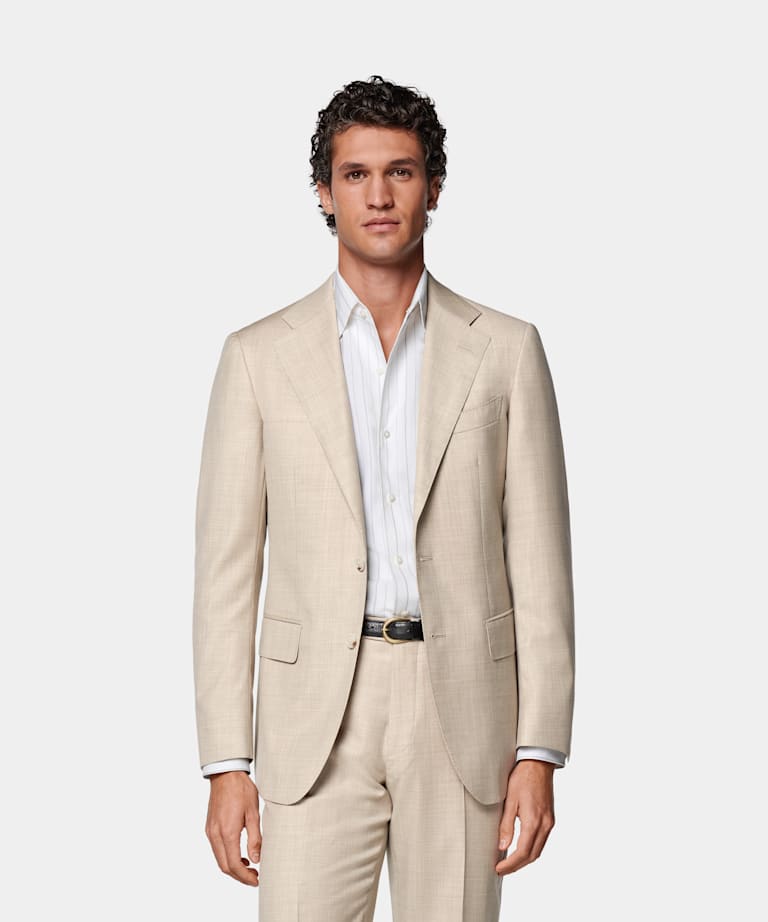 SUITSUPPLY All season Pura lana S130's - Delfino, Italia Abito Havana color sabbia tailored fit