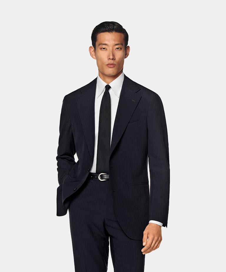 SUITSUPPLY Summer Pure Wool by Delfino, Italy Navy Relaxed Fit Roma Suit