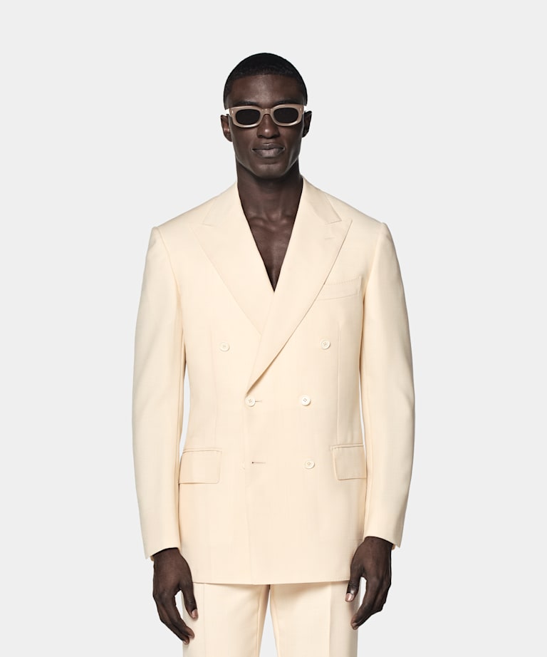 SUITSUPPLY All Season Wełna/moher - mieszanka od Vitale Barberis Canonico, Włochy Garnitur Milano tailored fit jasnożółty