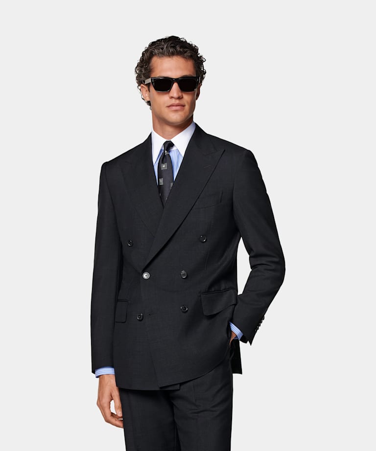 SUITSUPPLY All Season Wełna/moher - mieszanka od Vitale Barberis Canonico, Włochy Garnitur Milano tailored fit granatowy