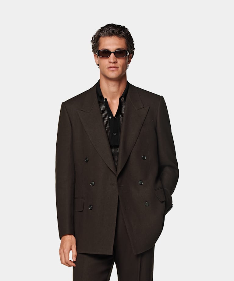 SUITSUPPLY Summer Pure Linen by Beste, Italy Mid Brown Tailored Fit Milano Suit