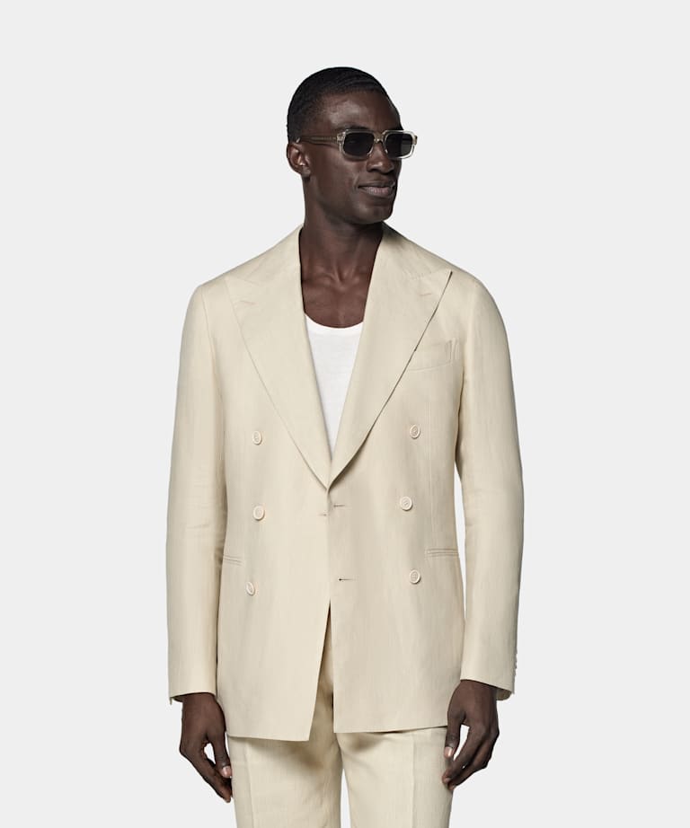 SUITSUPPLY Summer Pure Linen by Leomaster, Italy Sand Tailored Fit Havana Suit