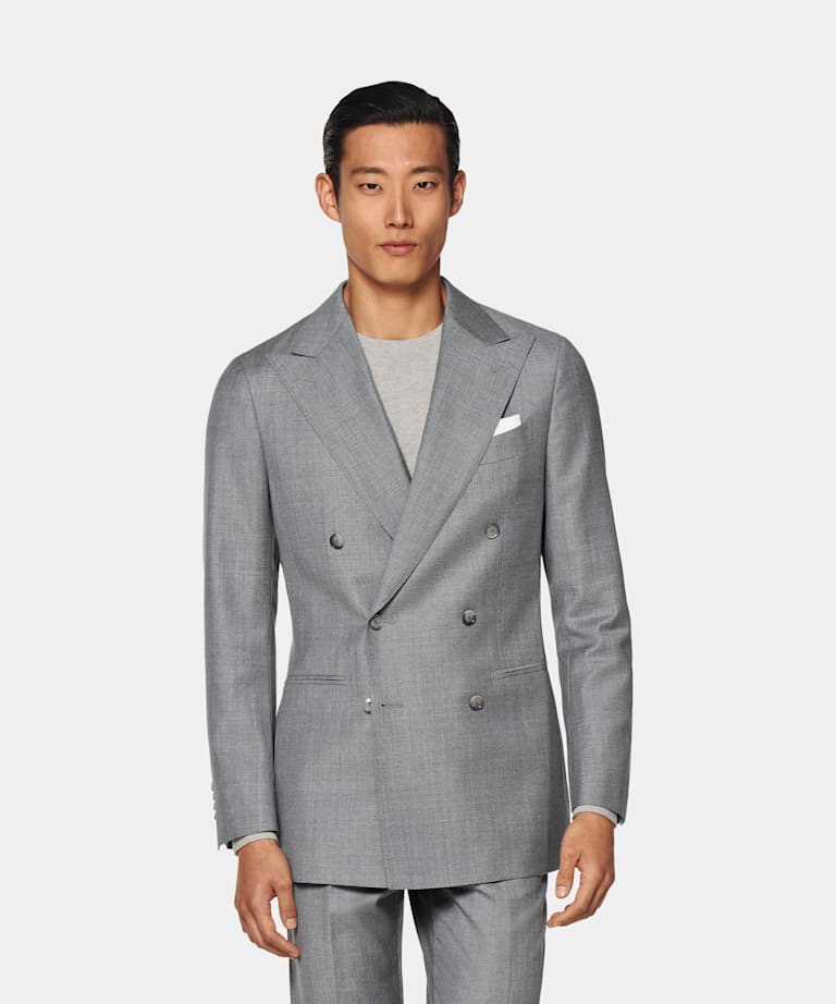 SUITSUPPLY All Season Pure S110's Wool by Vitale Barberis Canonico, Italy Light Grey Perennial Tailored Fit Havana Suit