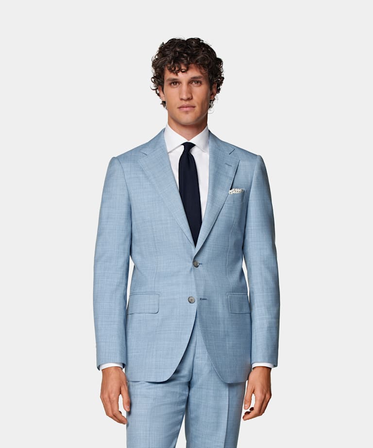 SUITSUPPLY Pure Tropical Wool by Vitale Barberis Canonico, Italy Light Blue Perennial Havana Suit