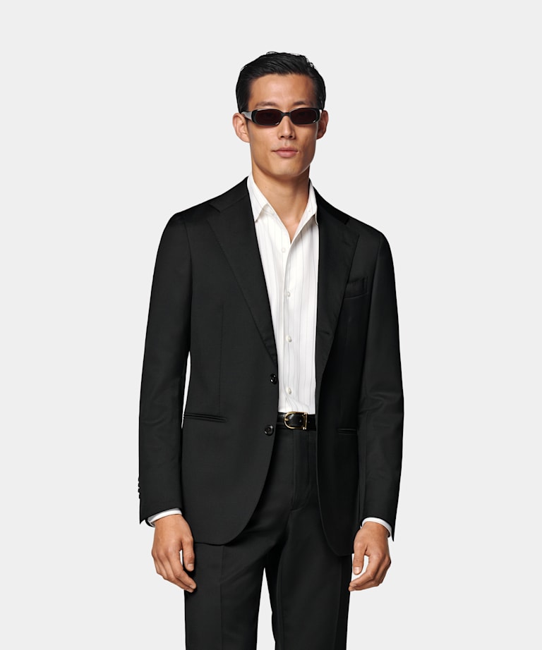 SUITSUPPLY All Season Pure S110's Wool by Reda, Italy Black Perennial Tailored Fit Havana Suit