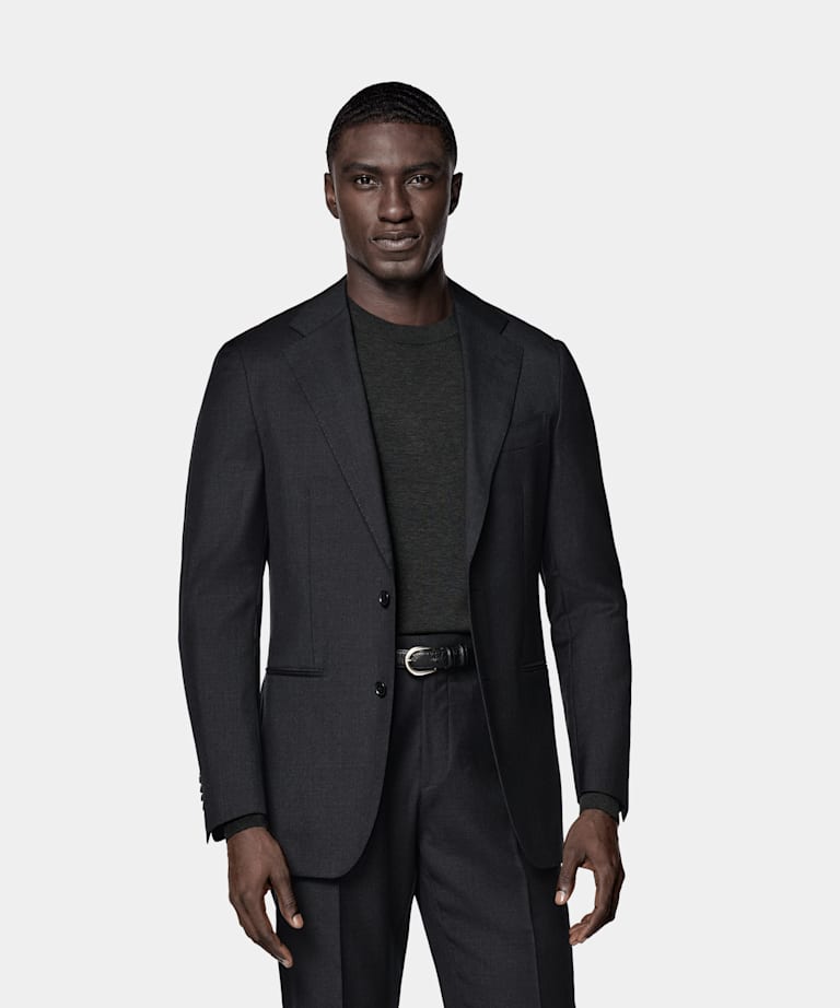 SUITSUPPLY All Season Pure Wool by Reda, Italy Dark Grey Perennial Tailored Fit Havana Suit