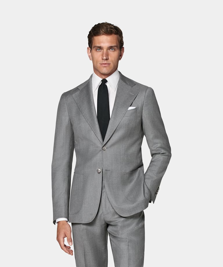 SUITSUPPLY All Season Pure S130's Wool by Vitale Barberis Canonico, Italy Mid Grey Perennial Tailored Fit Havana Suit