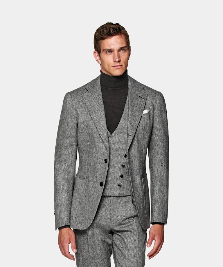Mid Grey Herringbone Havana Suit