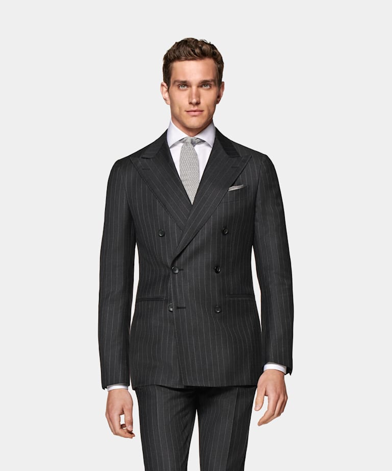 Dark Grey Striped Milano Suit in Pure Wool | SUITSUPPLY US
