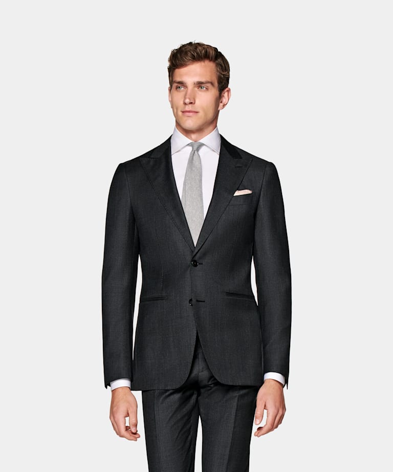 SUITSUPPLY Pure S110's Wool by Vitale Barberis Canonico, Italy Dark Grey Checked Havana Suit