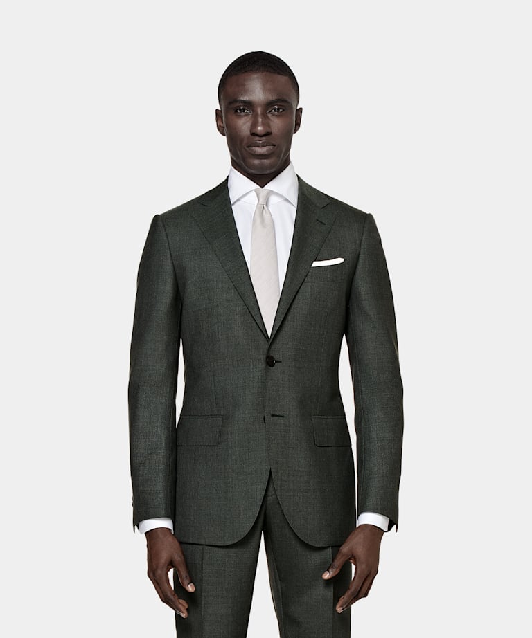 SUITSUPPLY Pure Tropical Wool by Vitale Barberis Canonico, Italy Dark Green Perennial Lazio Suit