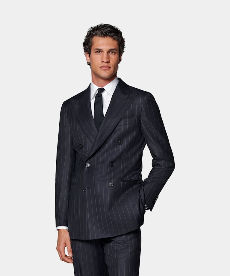 Navy Striped Tailored Fit Havana Suit