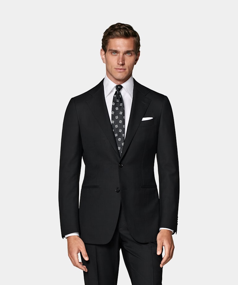 SUITSUPPLY All Season Pure S150's Wool by E.Thomas, Italy Black Tailored Fit Havana Suit