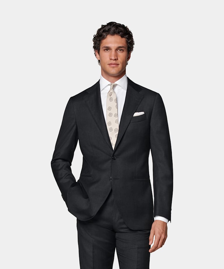 SUITSUPPLY All season Pure laine par Reda, Italie Costume Perennial Havana coupe Tailored gris foncé