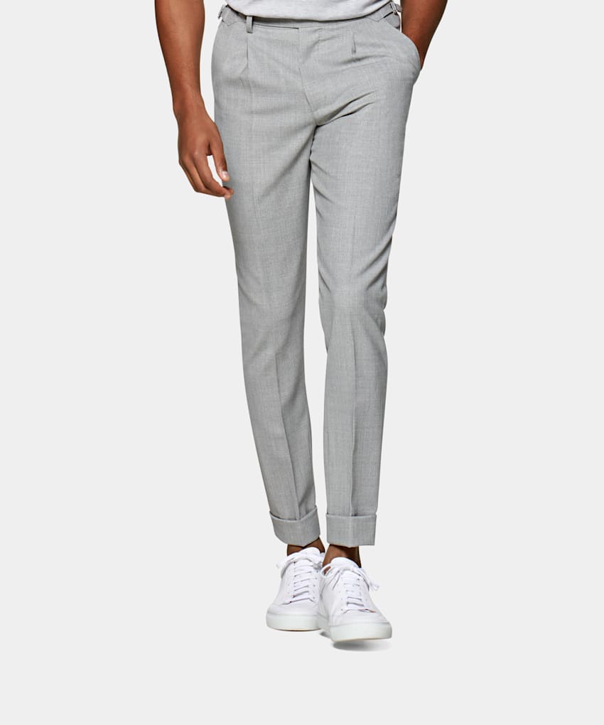 Light Grey Pleated Vigo Trousers | Pure Wool 4Ply | Suitsupply Online Store