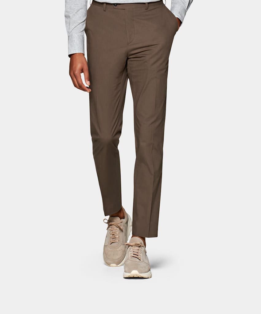 Taupe Soho Trousers | Stretch Cotton | Suitsupply Online Store