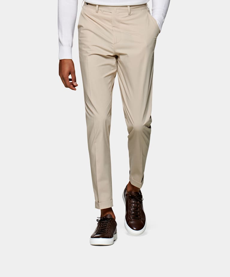 Light Brown Pleated Brentwood Trousers | Circular Wool Flannel ...