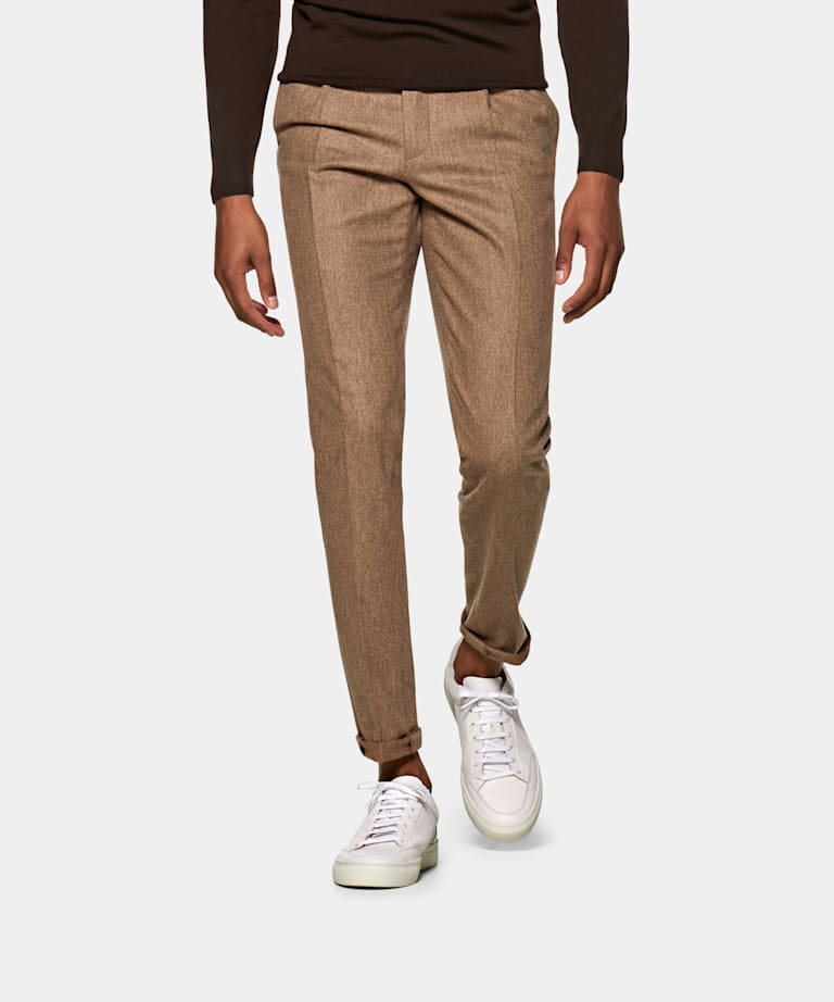 Light Brown Pleated Brentwood Trousers | Linen Cotton | Suitsupply ...