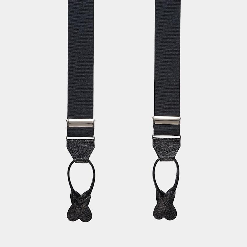 SUITSUPPLY Polyester Blend & Leather by Albert Thurston, UK Black Suspenders