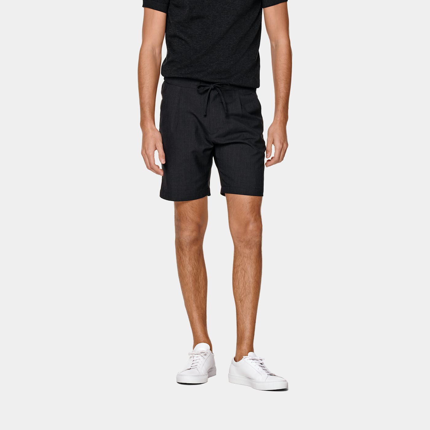 Suitsupply Dark Grey Drawstring Ames Shorts In Black